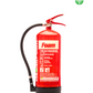 Red fire extinguisher with Foam written on a yellow background