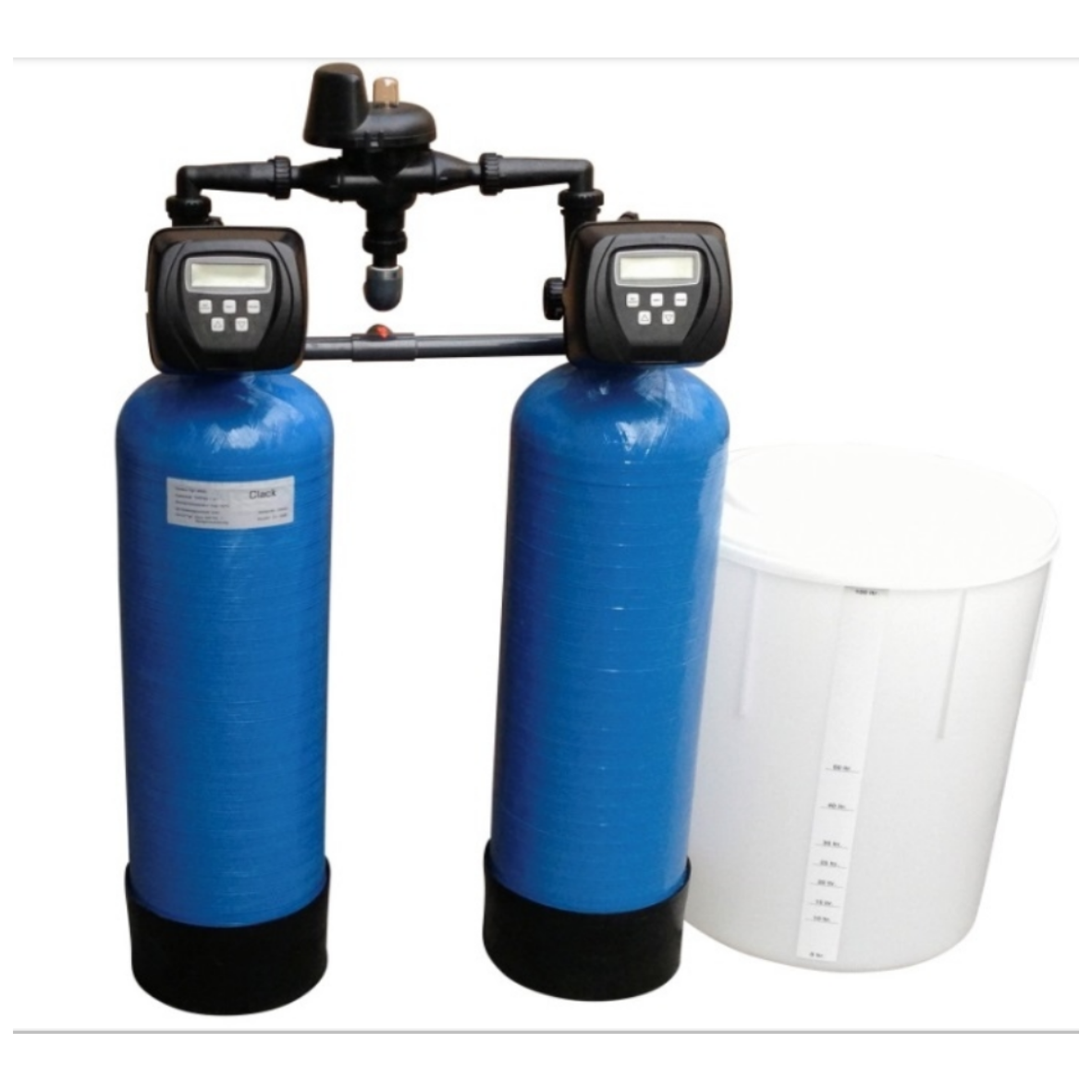 21" x 60", 250L Duplex Water Softener, Clack WS2 Digital Metered Controller, 2", 10 m³/hr